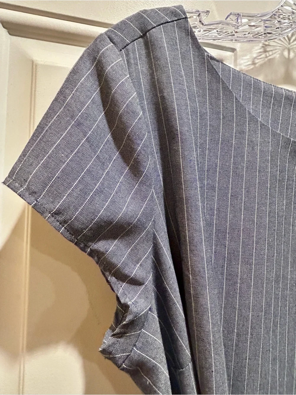 Slate Pinstripe Belted Midi Dress - Picture 6 of 8